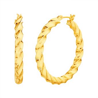 Paige Harper 14k Gold Over Recycled Brass Twisted Chunky Hoop Earrings