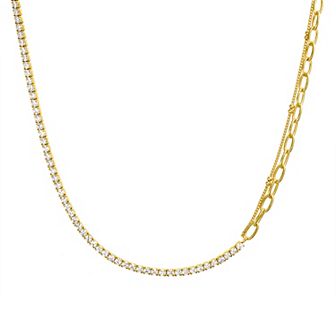 Paige Harper 14k Gold Over Recycled Brass Cubic Zirconia Mixed Chain Necklace