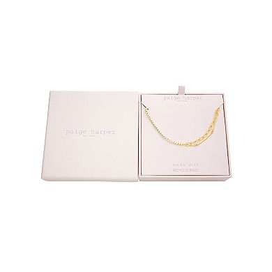Paige Harper 14k Gold Over Recycled Brass Cubic Zirconia Mixed Chain Necklace