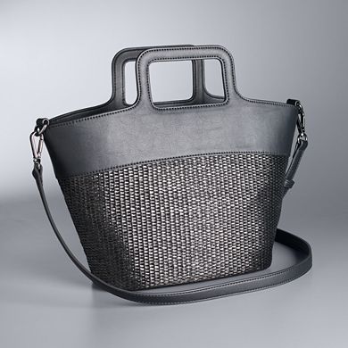 Simply Vera Vera Wang Top Handle Straw Satchel Bag