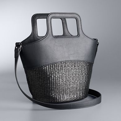 Simply Vera Vera Wang Top Handle Straw Crossbody Bag