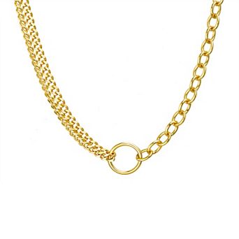 Paige Harper 14k Gold Over Recycled Brass Open Circle Mixed Chain Necklace