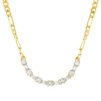 Paige Harper 14k Gold Over Recycled Brass Cubic Zirconia Figaro Chain Necklace