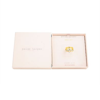 Paige Harper 14k Gold Over Recycled Brass Cubic Zirconia 2-Piece Rings Set