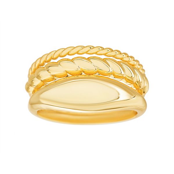 Paige Harper 14k Gold Over Recycled Brass 3-Piece Stackable Rings Set