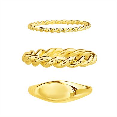 Paige Harper 14k Gold Over Recycled Brass 3-Piece Stackable Rings Set