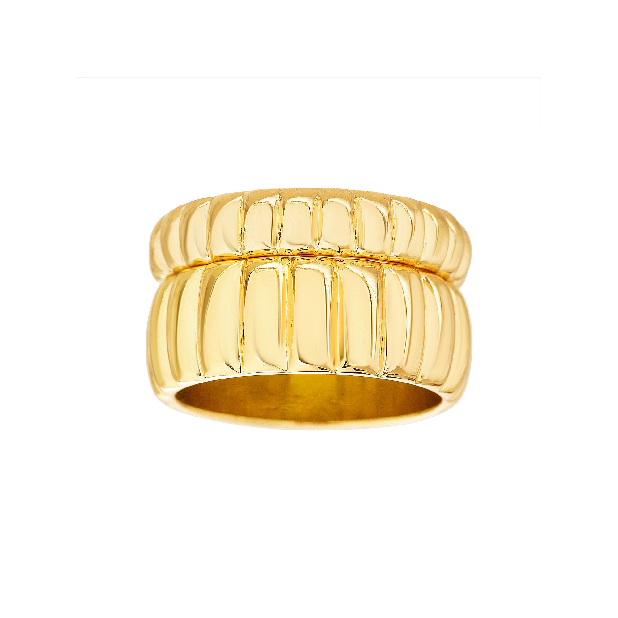 Paige Harper 14k Gold Over Recycled Brass 2-Piece Ribbed Rings Set, Womens