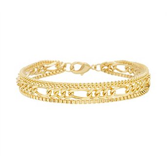 Paige Harper 14k Gold Over Recycled Brass Triple Chain Bracelet
