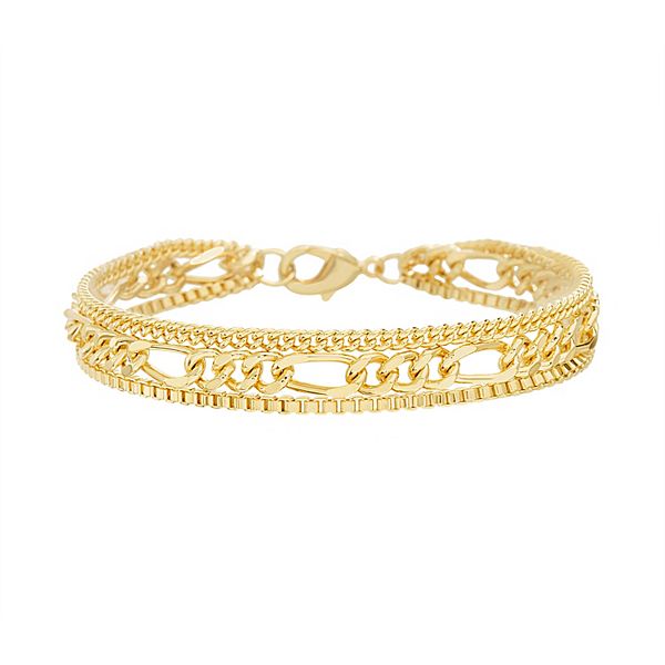 Paige Harper 14k Gold Over Recycled Brass Triple Chain Bracelet