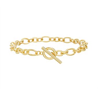 Paige Harper 14k Gold Over Recycled Brass Oval Link Chain Toggle Bracelet