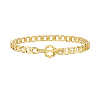 Paige Harper 14k Gold Over Recycled Brass Curb Chain Toggle Bracelet