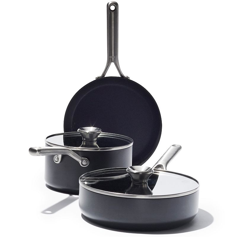 OXO Professional Hard Anodized PFAS-Free Nonstick  5 Piece Cookware Pots and Pans Set  Induction  Diamond reinforced Coating  Dishwasher Safe  Oven Safe  Black