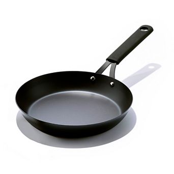 OXO Obsidian Pre-Seasoned Carbon Steel 10 in Induction Frypan with Removable Silicone Handle Holder