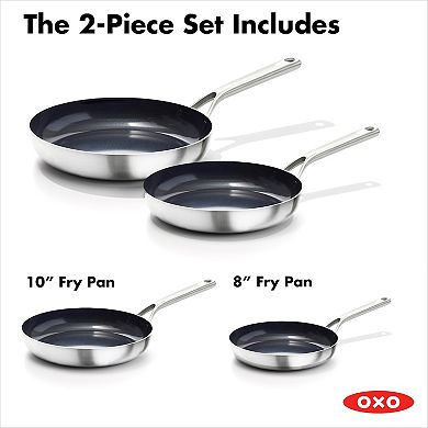 OXO Mira 3-Ply Stainless Steel 2-pc. Non-Stick Frypan Set