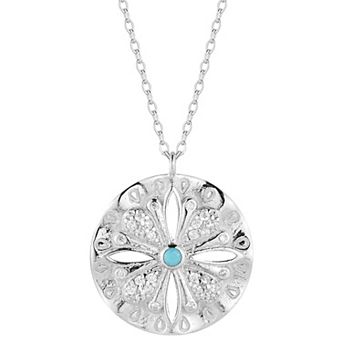 Sunkissed Sterling 14k Gold Over Cubic Zirconia & Turquoise Floral Necklace