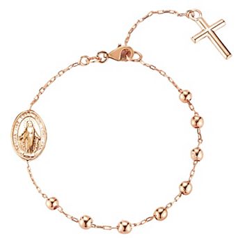 Sunkissed Sterling 14k Gold Over Sterling Silver Rosary Bracelet