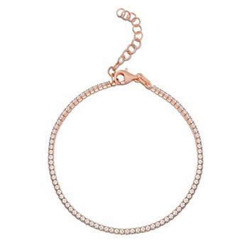 Sunkissed Sterling Silver Over Cubic Zirconia Tennis Bracelet