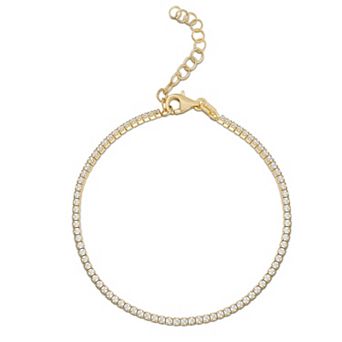 Sunkissed Sterling Silver Over Cubic Zirconia Tennis Bracelet