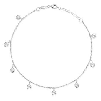 Sunkissed Sterling Silver Over Cubic Zirconia Anklet