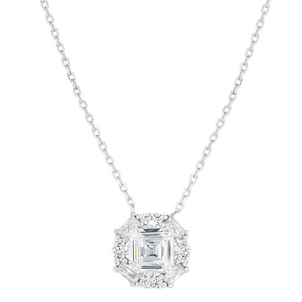 Sunkissed Sterling Silver Cluster Cubic Zirconia Necklace