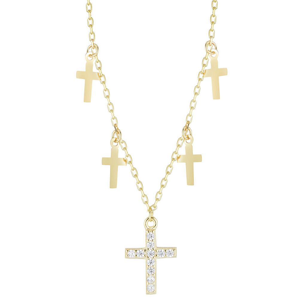 Sunkissed Sterling Silver Over Cubic Zirconia Cross Charm Necklace