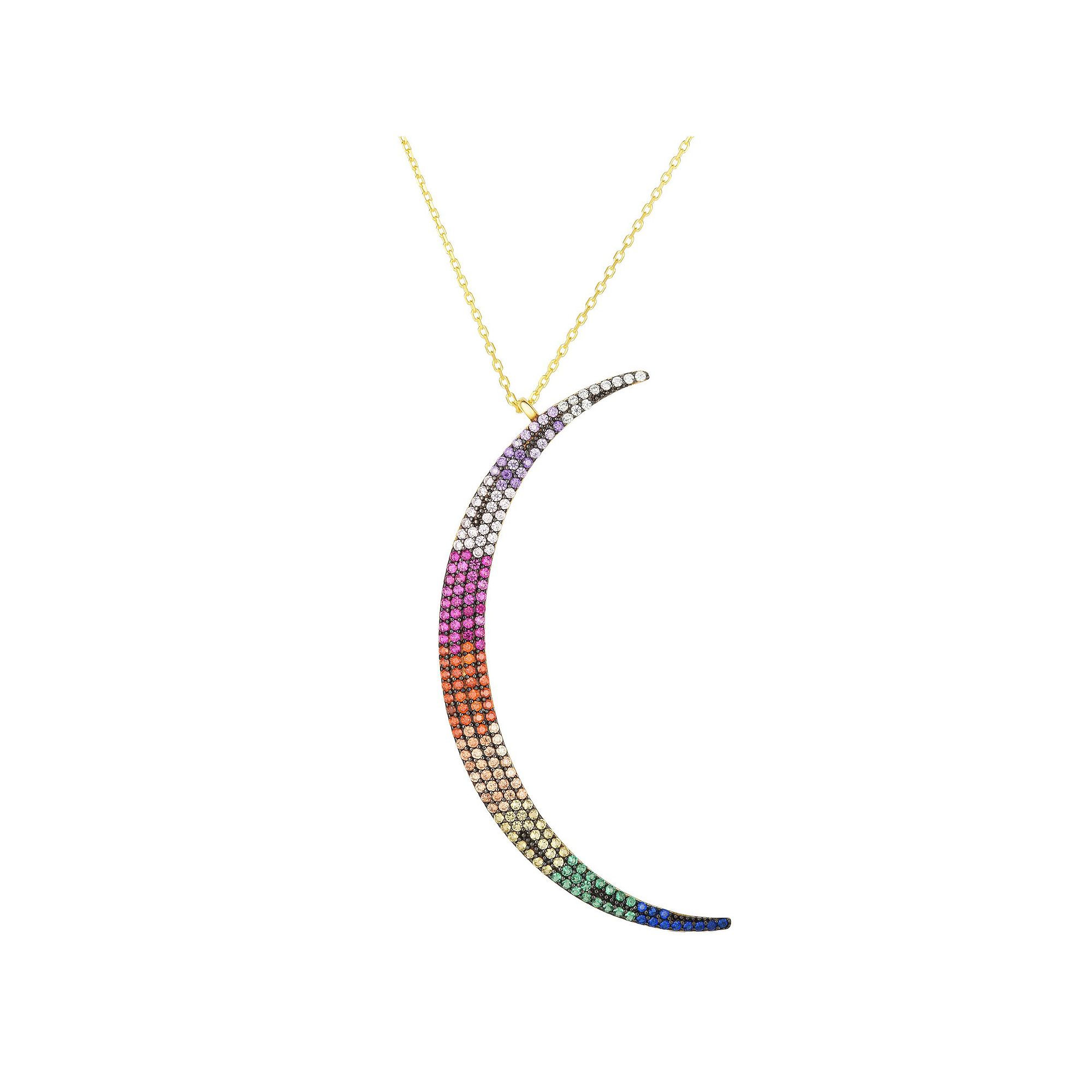 Sunkissed Sterling Pave Cubic Zirconia Crescent Moon Necklace, Womens, Si