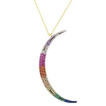 Sunkissed Sterling Pave Cubic Zirconia Crescent Moon Necklace