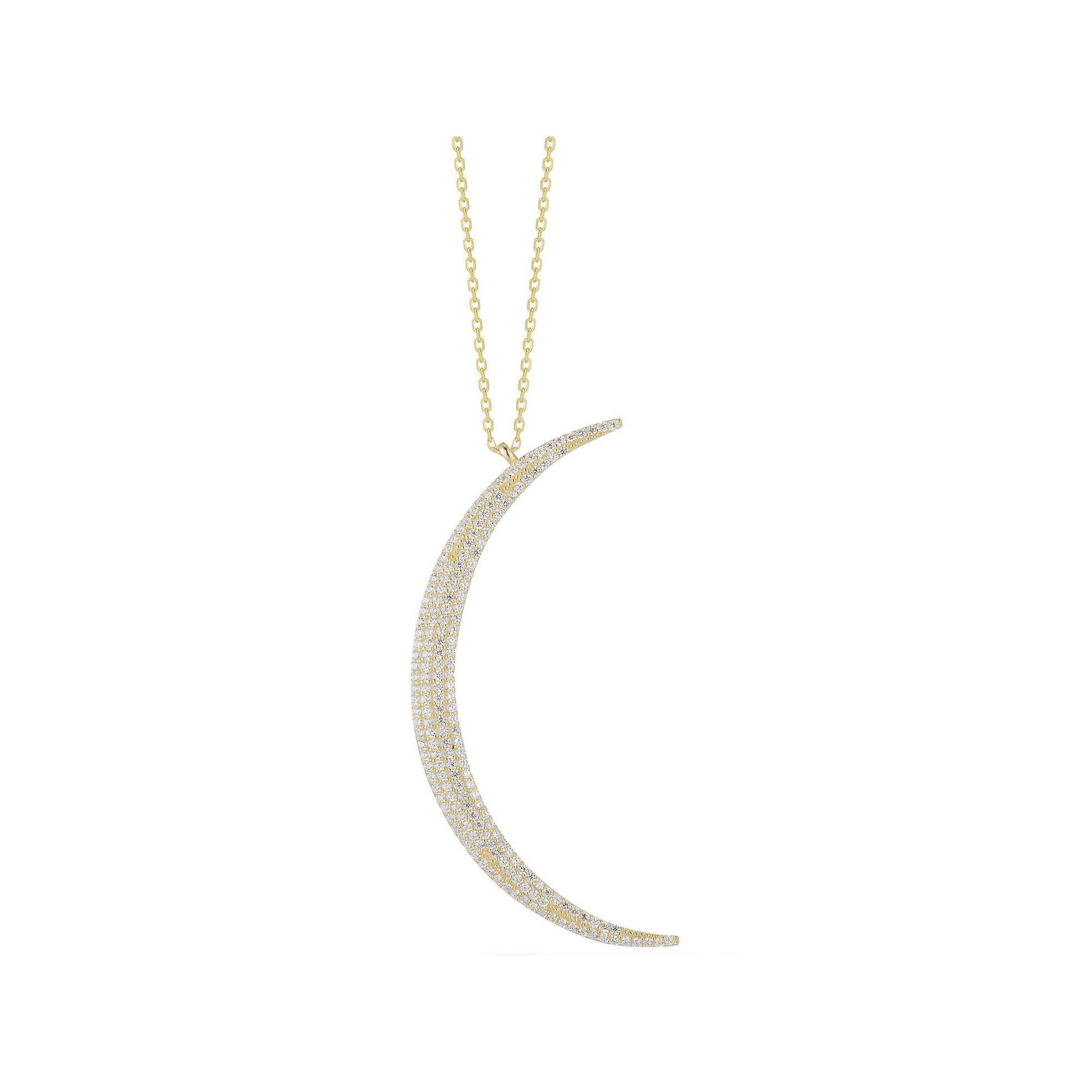 Sunkissed Sterling Pave Cubic Zirconia Crescent Moon Necklace, Womens, Si