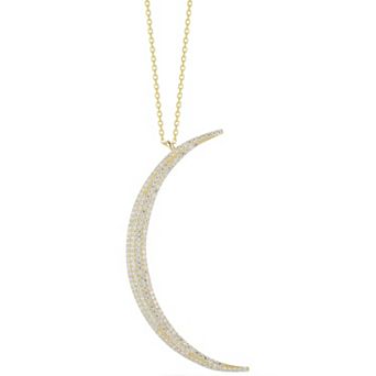 Sunkissed Sterling Pave Cubic Zirconia Crescent Moon Necklace