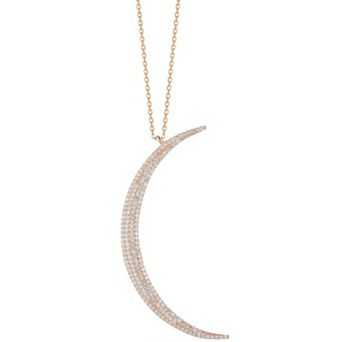 Sunkissed Sterling Pave Cubic Zirconia Crescent Moon Necklace
