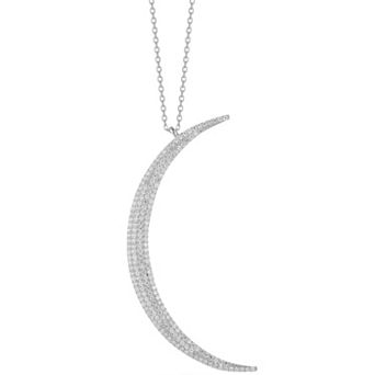 Sunkissed Sterling Pave Cubic Zirconia Crescent Moon Necklace