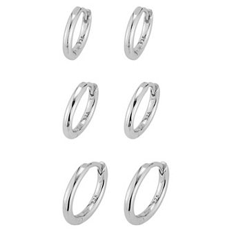 Sunkissed Sterling Huggie Hoop Earring Trio Set