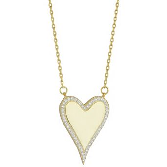 Sunkissed Sterling Silver Over Cubic Zirconia Heart Necklace