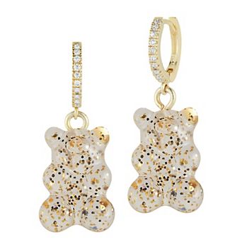Sunkissed Sterling 14k Gold Over Cubic Zirconia Gummy Bear Earrings