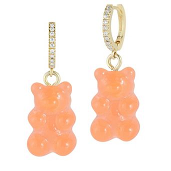 Sunkissed Sterling 14k Gold Over Cubic Zirconia Gummy Bear Earrings