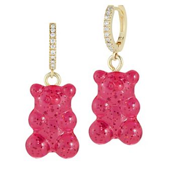 Sunkissed Sterling 14k Gold Over Cubic Zirconia Gummy Bear Earrings