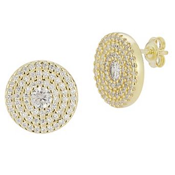 Sunkissed Sterling Silver Over Cubic Zirconia Stud Earrings