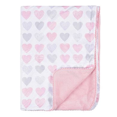 Baby Girl Just Born® Heart Print Plush Blanket
