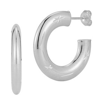 Sunkissed Sterling 14k Gold Over Sterling Silver Starburst Flat Hoop Earrings