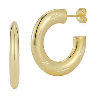 Sunkissed Sterling 14k Gold Over Sterling Silver Starburst Flat Hoop Earrings