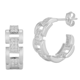 Sunkissed Sterling Silver Over Cubic Zirconia Chain Earrings