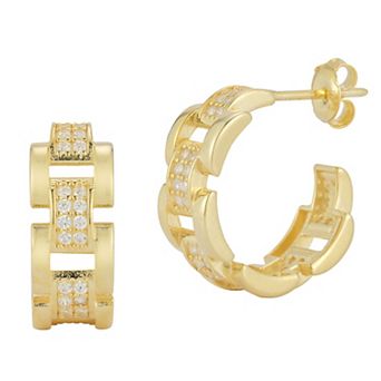 Sunkissed Sterling Silver Over Cubic Zirconia Chain Earrings