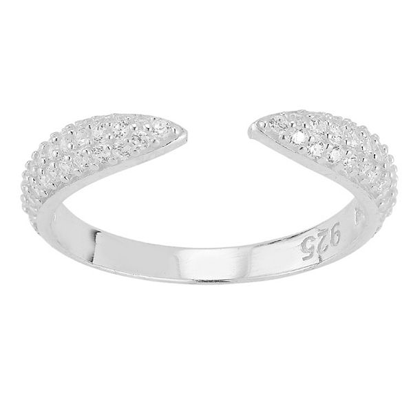 Sunkissed Sterling Silver Over Cubic Zirconia Pave Open Claw Ring