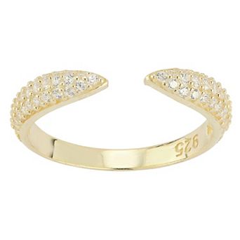 Sunkissed Sterling Silver Over Cubic Zirconia Pave Open Claw Ring