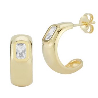 Sunkissed Sterling Silver Over Cubic Zirconia Hoop Earrings