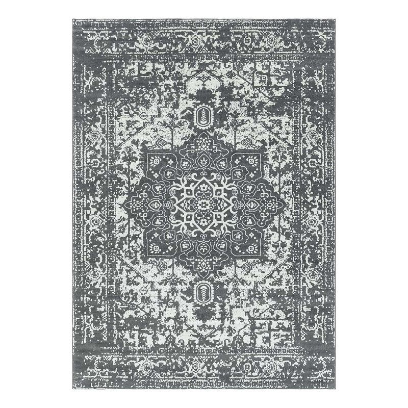 Unique Loom Medallion Richmond Rug, Grey, 8Ft Rnd