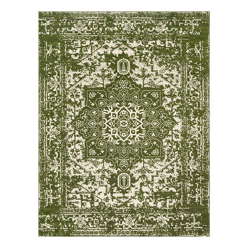 Unique Loom Medallion Richmond Rug, Green, 8FT OCT