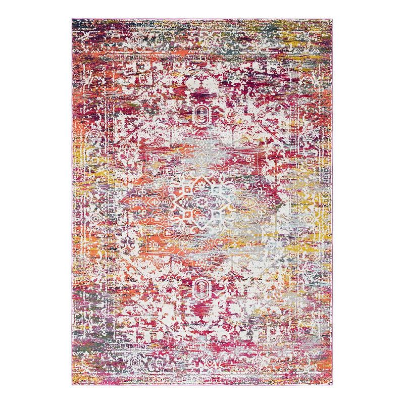 Unique Loom Medallion Richmond Rug, Pink, 8Ft Sq