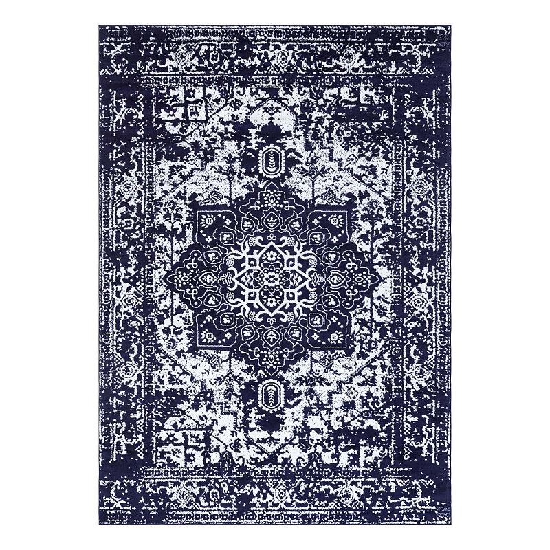 Unique Loom Medallion Richmond Rug, Blue, 8FT OCT