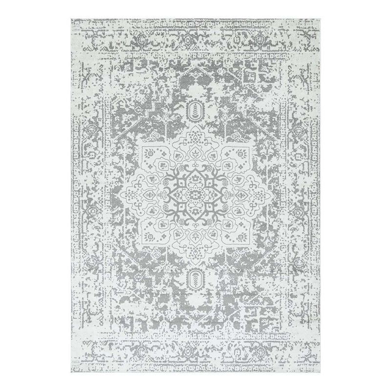 Unique Loom Medallion Richmond Rug, White, 8FT OCT